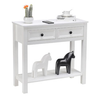 Gymax 2 Drawer Console Table Modern Sofa Entryway Hallway ...
