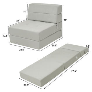 Gymax Tri-Fold Fold Down Chair Flip Out Lounger ...