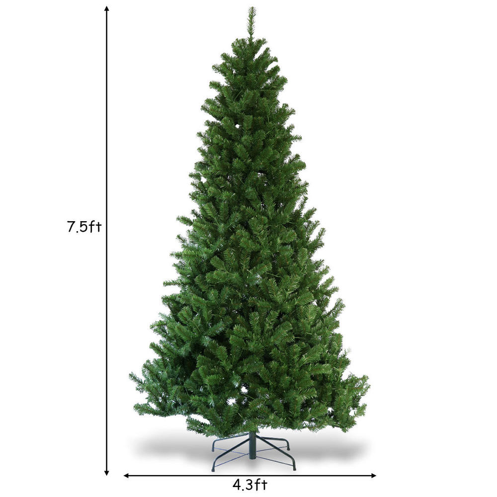 Gymax 7.5Ft Pre-Lit PVC Artificial Christmas Tree Hinged w/750 LED Light & Stand New