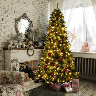 Gymax 7 5ft Pre Lit Pvc Artificial Christmas Tree Hinged W 750 Led Light Stand New