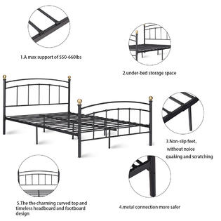 Gymax 12 Full Size Metal Bed Frame Platform Metal Slat Support