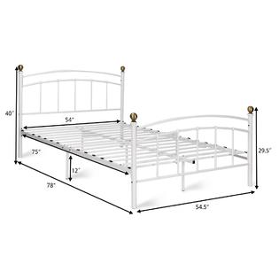 Gymax 12 Full Size Metal Bed Frame Platform Metal Slat Support