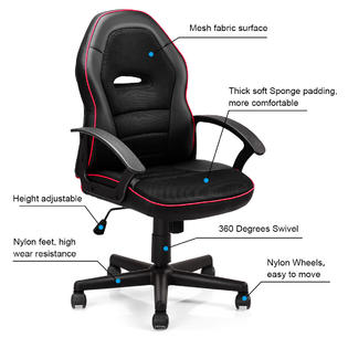 Gymax Gaming Chair Mid Back Office Chair Racing Chair Swivel Desk