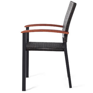 Gymax Gys01291 2pcs Patio Dining Chairs Armchair Stackable Rattan Wicker Outdoor Aluminum Frame
