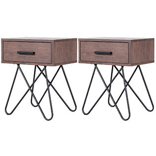 Gymax 2pc Nightstand Side End Coffee Table Storage Display Steel Leg Bedroom W Drawer