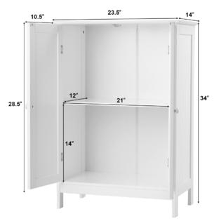 Gymax Bathroom Floor Storage Cabinet Double Door Kitchen Cupboard