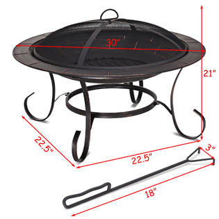 Gymax gys01154 30" Outdoor Fire Pit BBQ Portable Camping ...