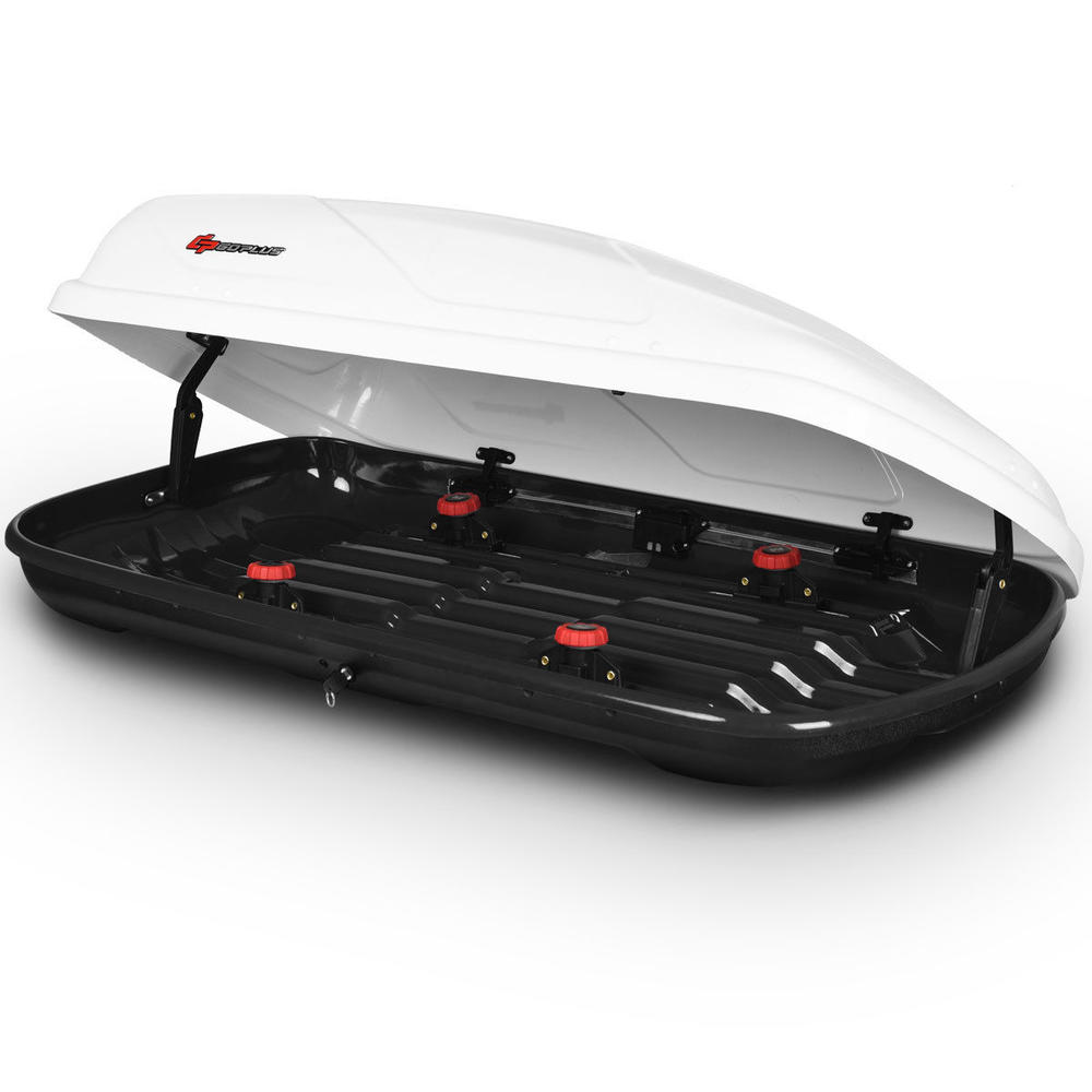 Gymax 14 Cubic Feet Cargo Box Dual-sided Opening Car Roof Box Rack Mount Carrier White