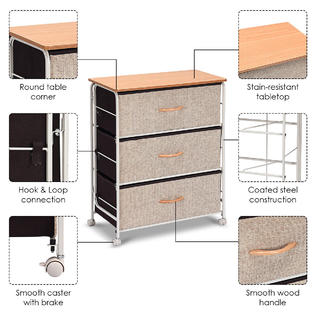 Dressers Chests Of Drawers 3 Drawer Fabric Storage Organizer Unit Side Table Dresser Cabinet W Wheels New Home Garden Vibranthns Lk