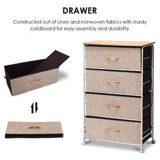 Drawer Fabric Storage Organizer Unit, 4 Drawer Cardboard Dresser