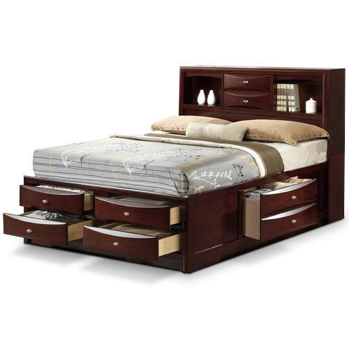 Gymax King Size Bed Storage With, Full Size Bed With Storage Drawers And Bookcase Headboard