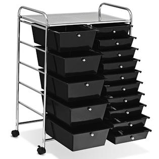 Gymax 15 Drawer Rolling Organizer Cart Utility Storage Tools