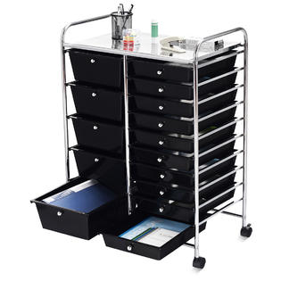 Gymax 15 Drawer Rolling Organizer Cart Utility Storage Tools