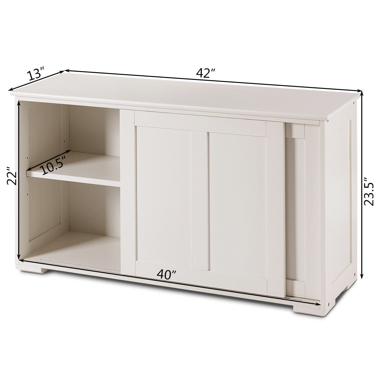 Gymax Kitchen Storage Cabinet Sideboard Buffet Cupboard Wood Sliding Door Pantry
