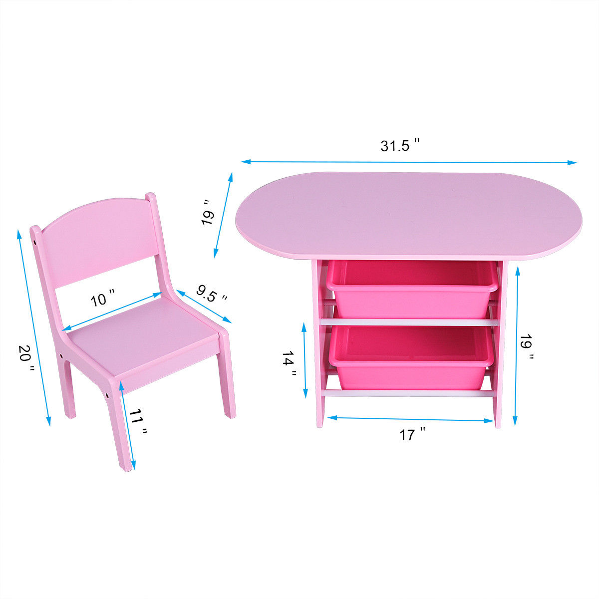 pink desk and chair set