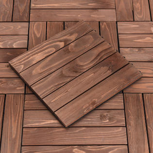 Gymax gys01665 11PCS Deck Tiles Fir Wood Patio Pavers ...