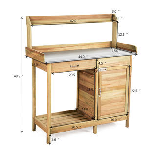 Gymax Outdoor Potting Bench Garden Wooden Work Station 