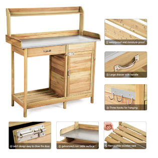 Gymax Outdoor Potting Bench Garden Wooden Work Station 
