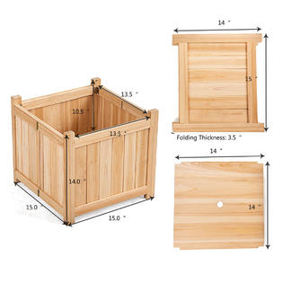 Gymax gys01832 Square Wood Flower Folding Planter Box 
