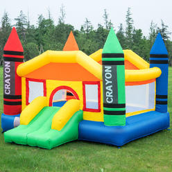 Gymax Inflatable Crayon Bounce House Castle Jumper Moonwalk Bouncer without Blower New