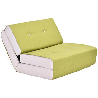 Gymax Fold Down Chair Flip Out Lounger Convertible Sleeper Bed