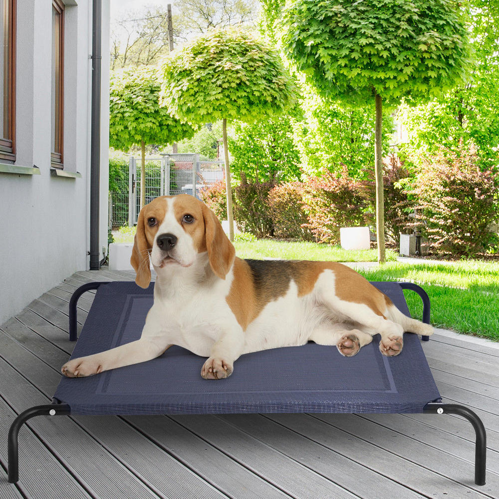 Gymax New Large Dog Cat Bed Elevated Pet Cot Indoor Outdoor Camping Steel Frame Mat