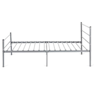 Gymax Twin Size Metal Bed Frame Platform 6 Legs Headboards Bedroom Furniture Black Silver New