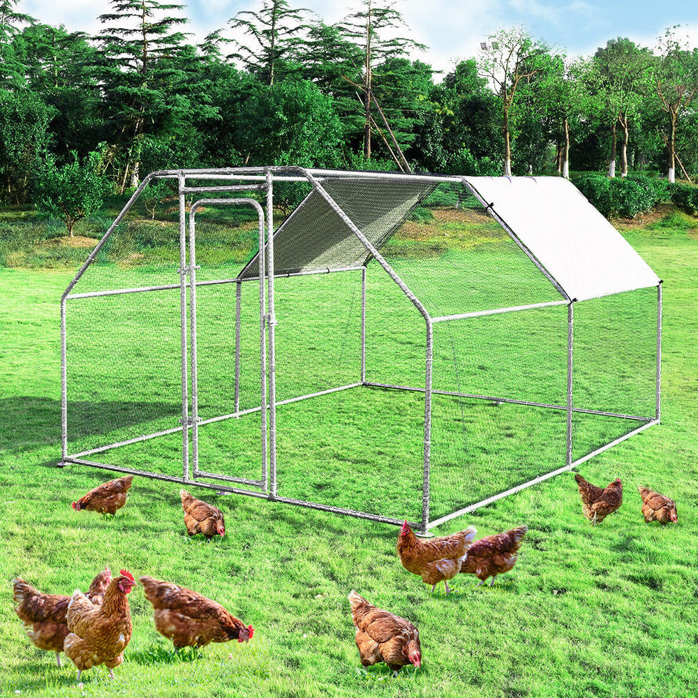 Gymax Large Walk In Chicken Coop Run House Shade Cage 9.5’ x12.5’ with Roof Cover