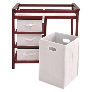 Gymax Cherry Infant Baby Changing Table W 3 Basket Hamper Diaper