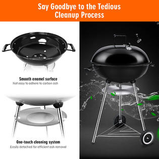 Gymax Gys00204 22 5 Inch Outdoor Backyard Kettle Charcoal Grill Bbq Cooking With Wheels New