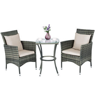 Gymax Gys02144 3pcs Patio Furniture Set Rattan Coffee Table Chairs Garden