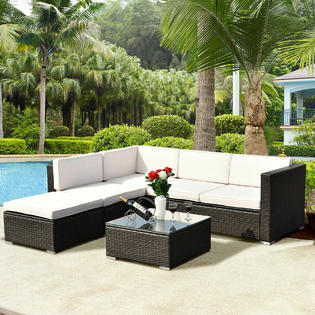 Gymax Gys02165 4 Pcs Outdoor Patio Rattan Furniture Set Wicker Loveseat Table Cushioned