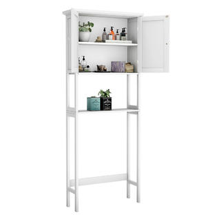 Gymax Over The Toilet Bathroom Storage Space Saver With Shelf Collect Cabinet White