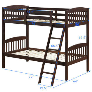 Gymax Wood Solid Hardwood Twin Bunk, Detachable Wooden Bunk Beds