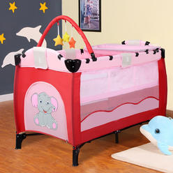 Gymax New Pink Baby Crib Playpen Playard Pack Travel Infant Bassinet Bed Foldable
