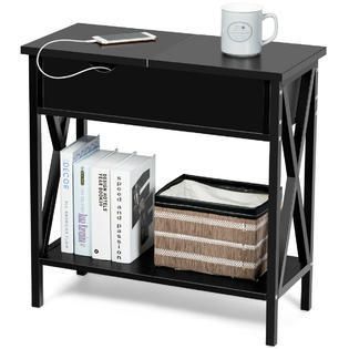 Gymax Flip Top End Table Sofa Side Console Table W Shelf Hidden