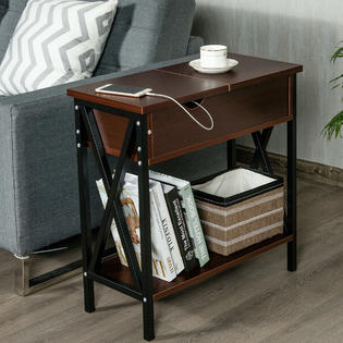 Gymax Flip Top End Table Sofa Side Console Table W Shelf Hidden