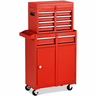 Gymax 2 In 1 Tool Chest Cabinet With Sliding Drawers Rolling