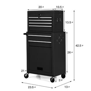 Gymax 6 Drawer Rolling Tool Chest Removable Tool Storage Cabinet