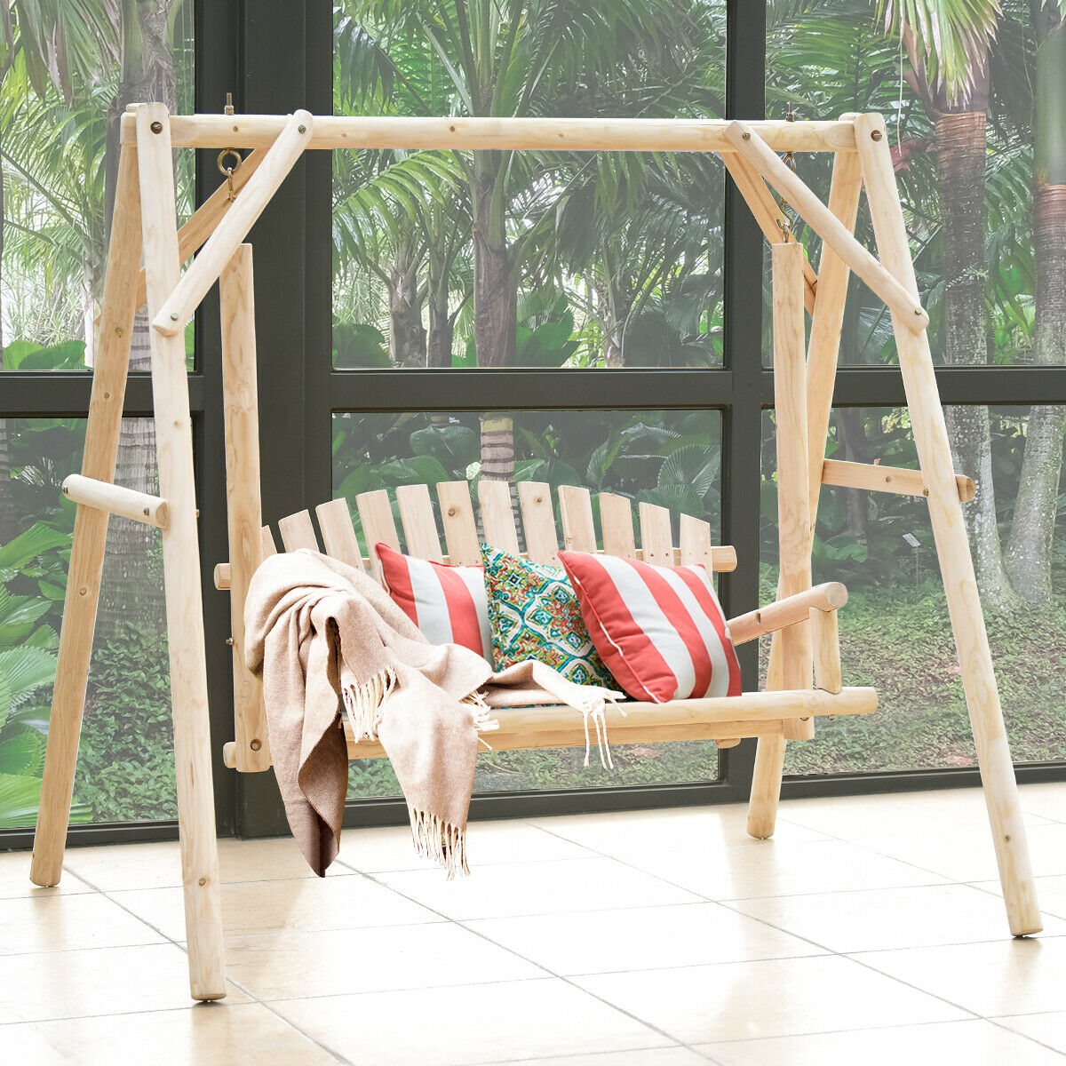 Patio swing online wooden