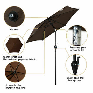 Gymax Gys02429 6 3 Ft Patio Umbrella Sunshade Outdoor Table Sunbrella Cover Garden Cafe Brown