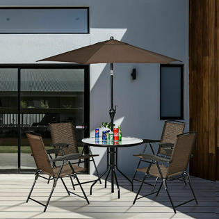 Gymax Gys02429 6 3 Ft Patio Umbrella Sunshade Outdoor Table Sunbrella Cover Garden Cafe Brown