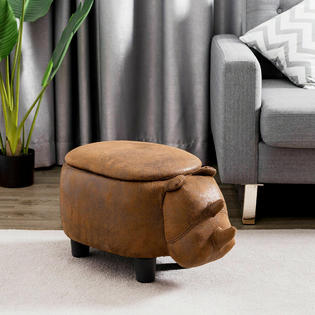 Gymax Storage Ottoman Suede Fabric Footrest Stool With Adorable Animal Like Features For Living Room