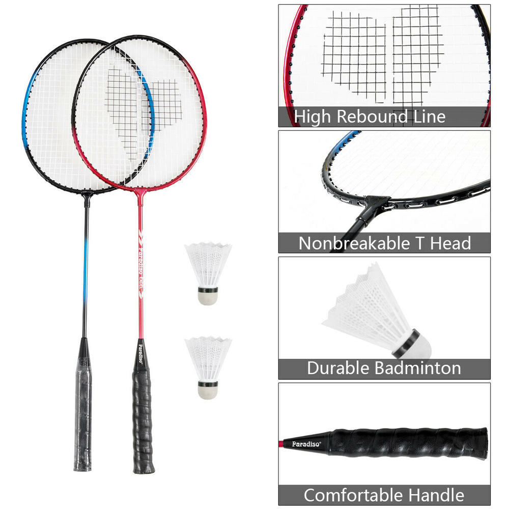 Gymax Portable Badminton Set Folding Tennis Badminton Volleyball Net w/ Stands Case