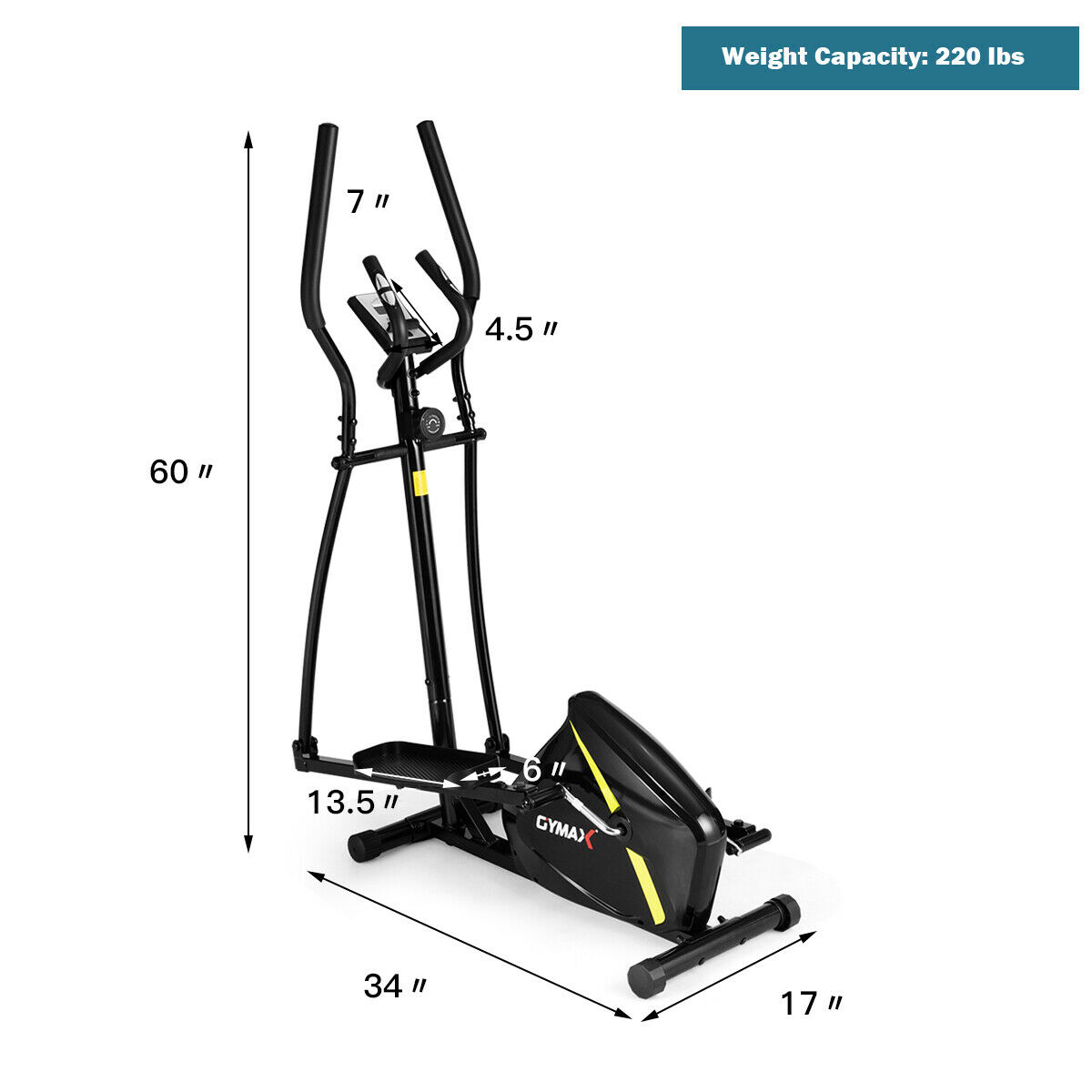 Gymax magnetic elliptical machine trainer smooth quiet driven for home gym exercise clearance