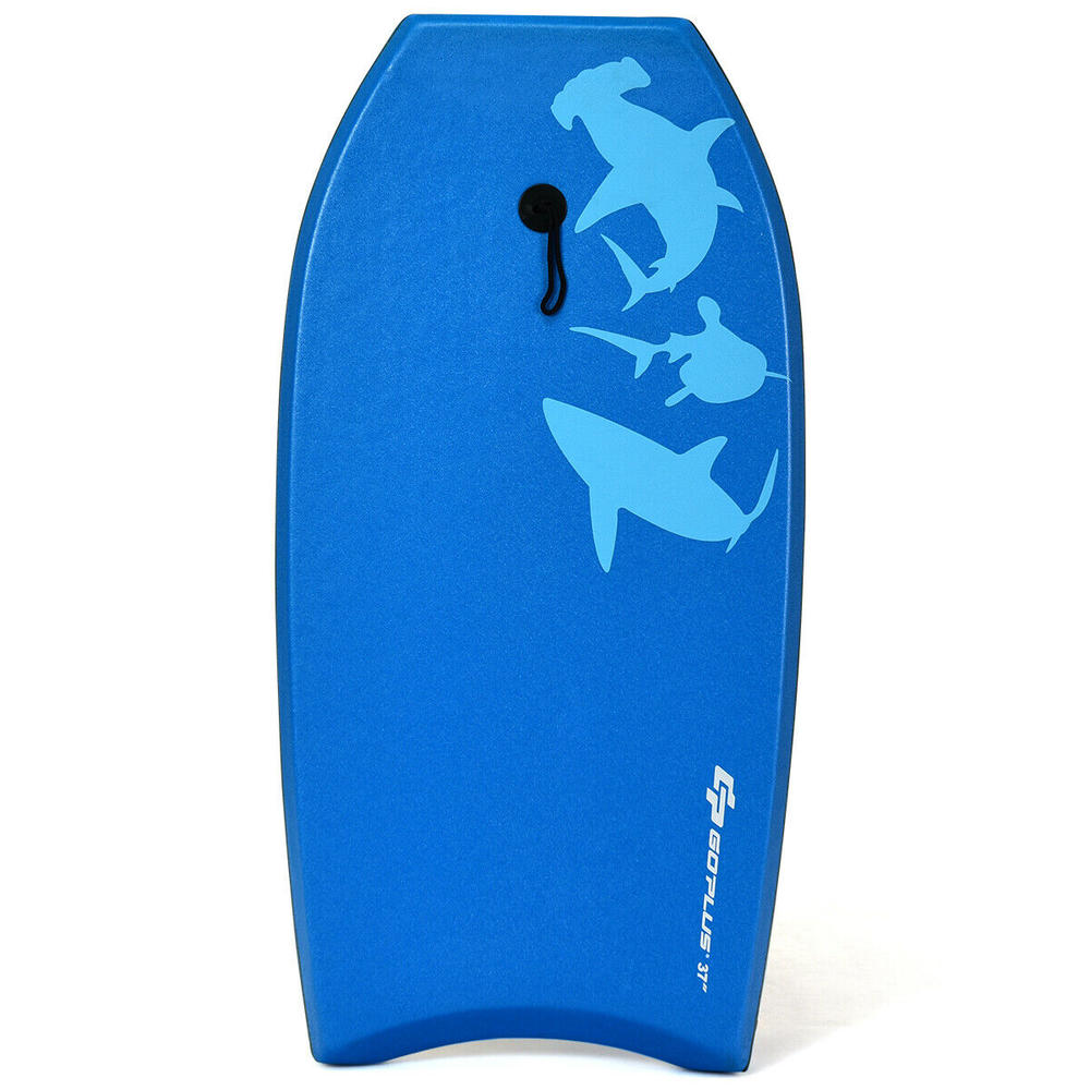 Gymax Lightweight Body Board Surfing EPS Core Boarding Blue Shark 33" Water Sport