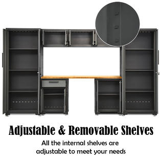 Gymax Gys02683 8 Piece Garage Storage Cabinet Set 24 Gauge Worktop Lockers And Shelves