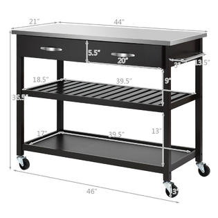 Gymax Rolling Kitchen Island Trolley Cart Stainless Steel ...