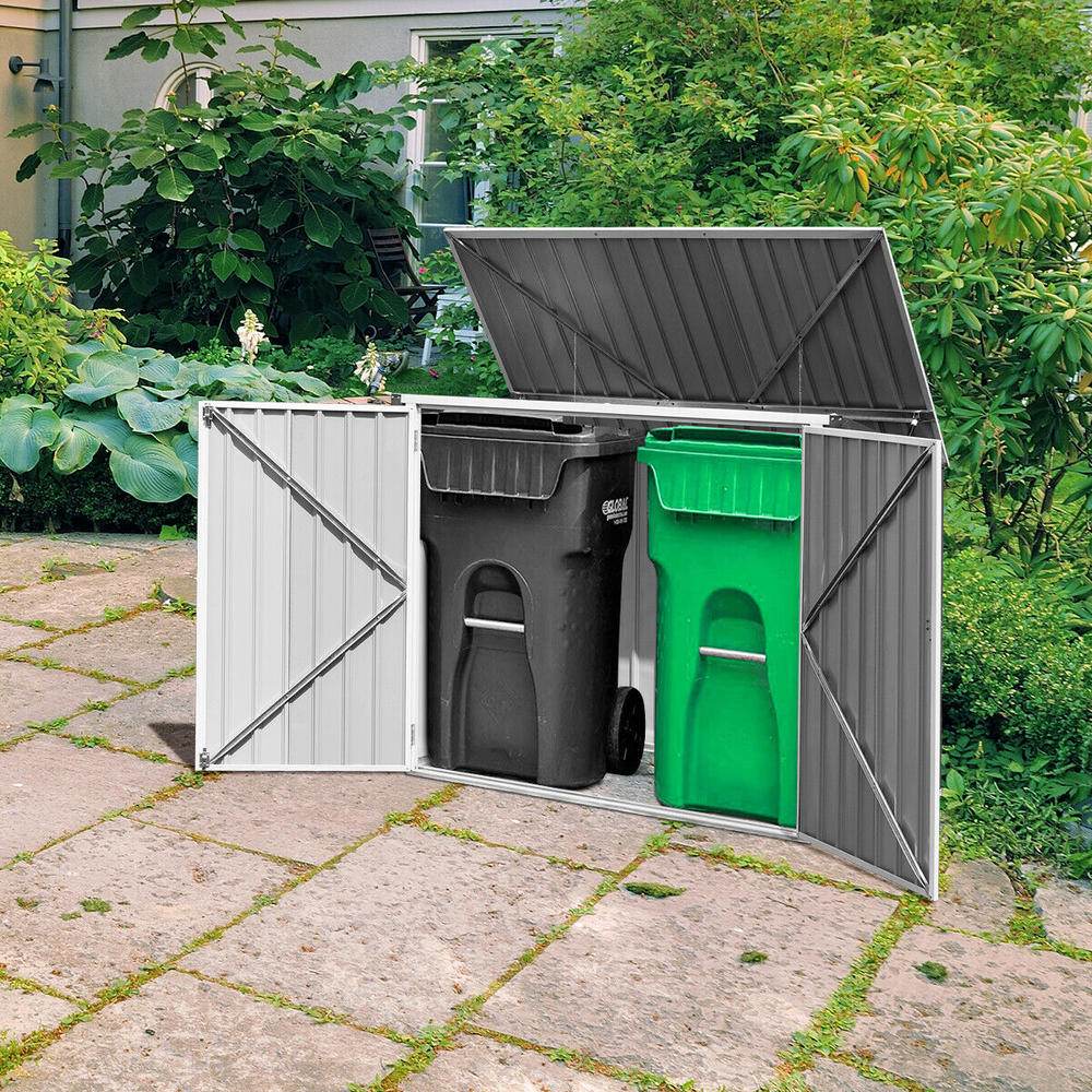 Gymax 6x3FT Horizontal Storage Shed 68 Cubic Feet for Garbage Cans Tools Accessories