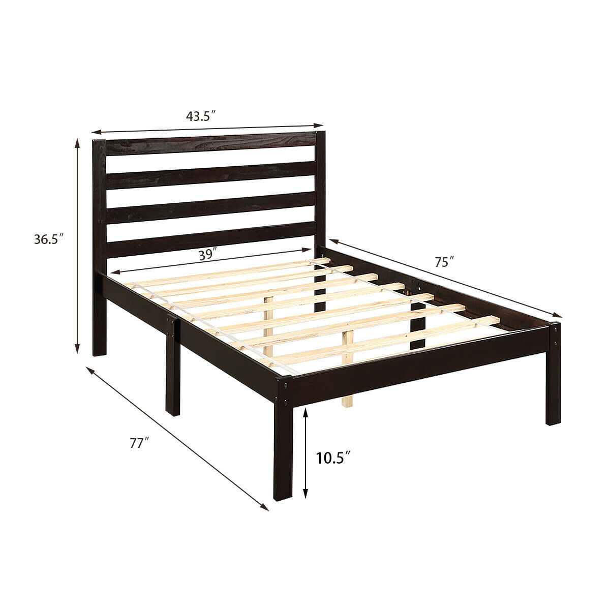 Gymax Solid Wood Platform Bed W, Solid Wood Slat Bed Frame